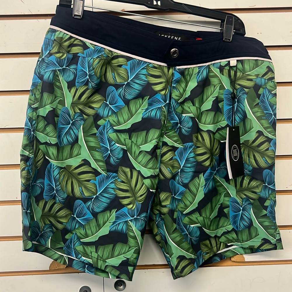 Mackeene Green Tropical Bold Print Trunks Men’s Size 34